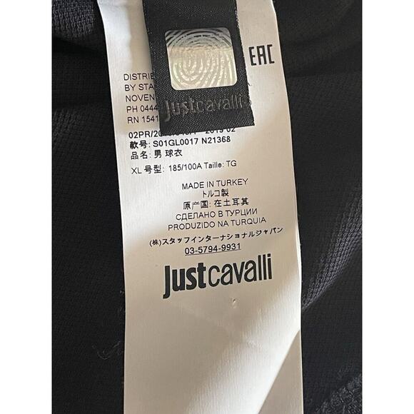 Just Cavalli Men’s Polo Short Black Onyx Logo Size XL - Picture 9 of 11